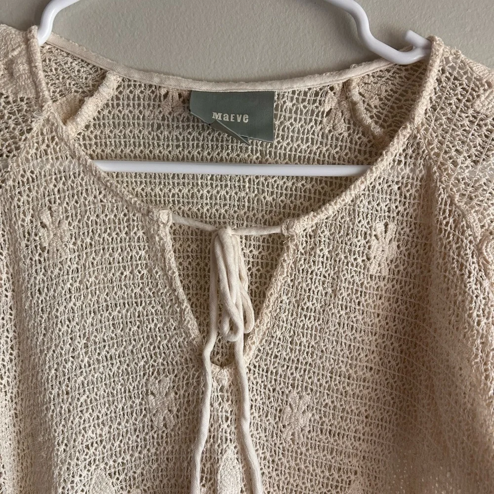 Maeve Anthropologie Crochet Lace Peasant Top Blouse - Picture 3 of 6